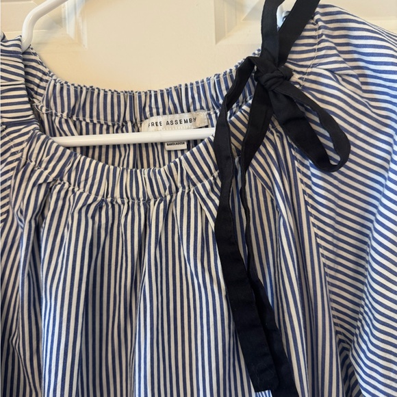 Striped Blue and White Mini Shift Dress - Picture 2 of 6
